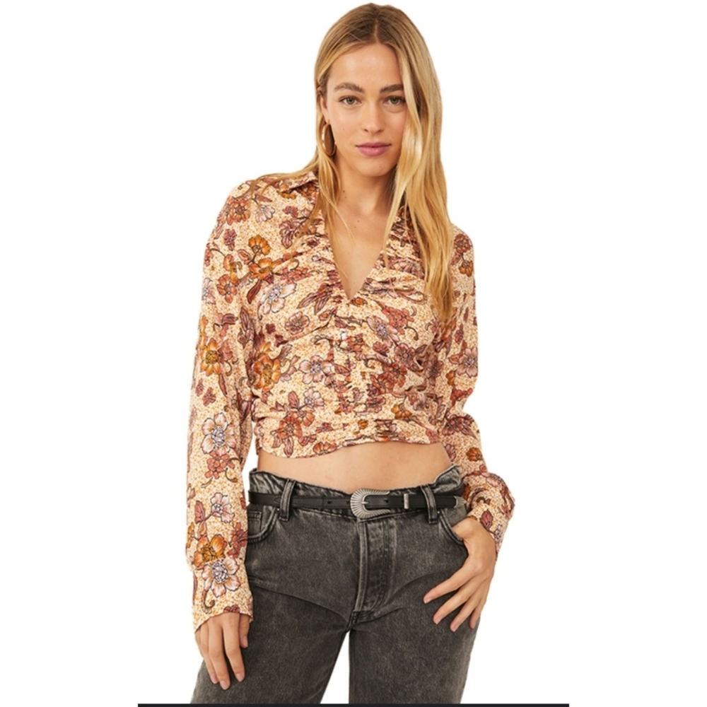 Free People I Got You Printed Crop Top in Vintage Combo size M